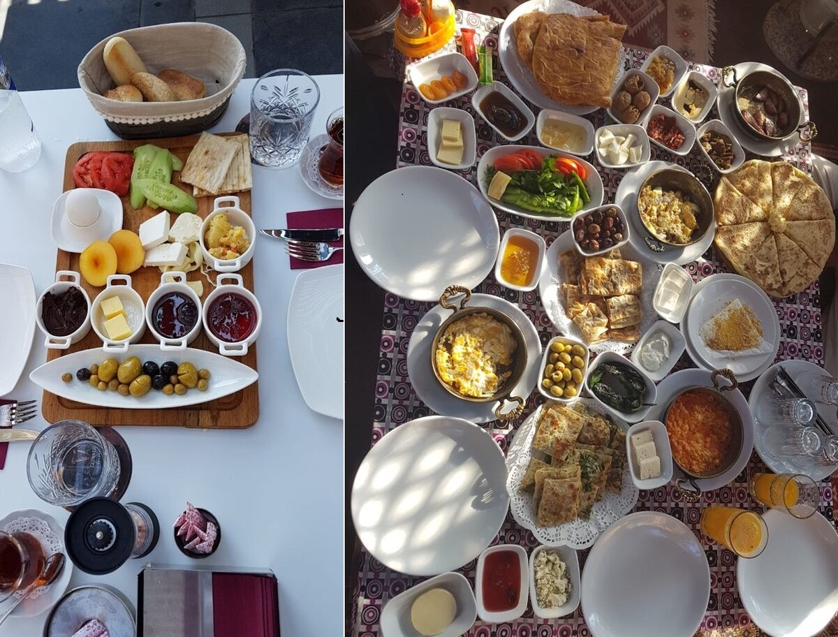 Завтрак на одного - слева. Завтрак на двоих - справа.