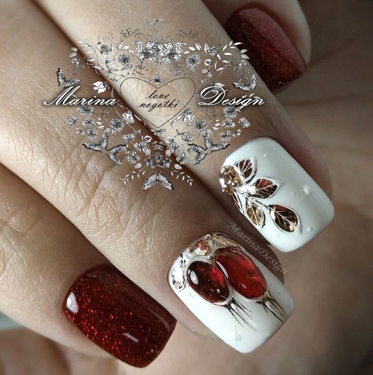 новогодний маникюр два бокала