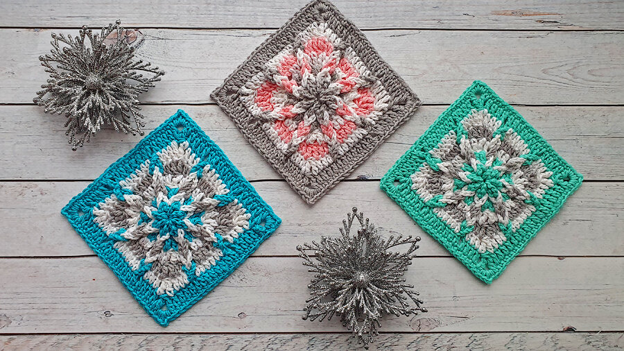 мотив крючком для пледа