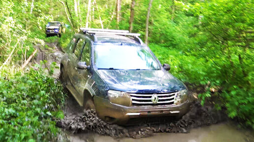 Дастер едет лучше внедорожников. Renault Duster, Land Rover, Нива бездорожье.