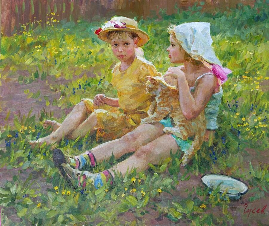 Какие впечатления детства. Владимир Гусев (Vladimir Gusev) художник. Художник Гусев Владимир дети. Художник Импрессионист Гусев. Владимир Гусев художник картины.