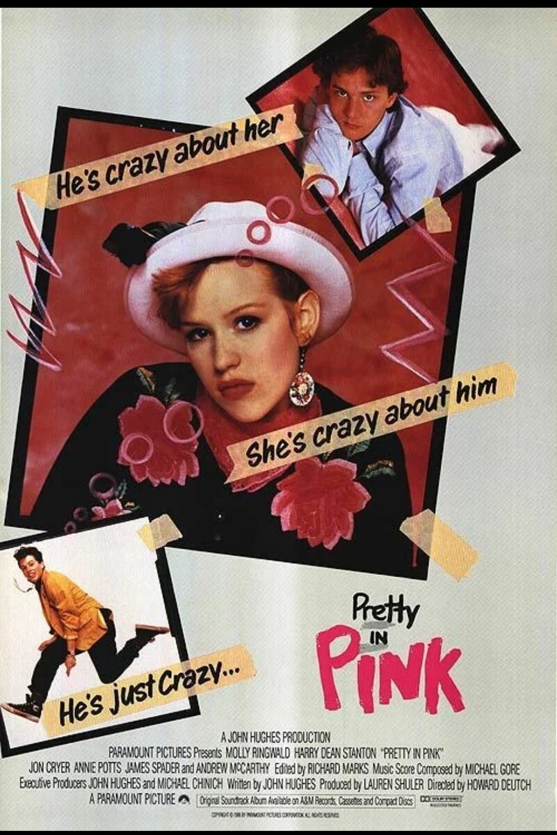 Милашка в розовом. (1986) Pretty in pink Ретро фильм, но если вы смотрели "Шестнадцать свечей" и "Клуб завтрак", то актриса Молли Рингуод вам знакома.