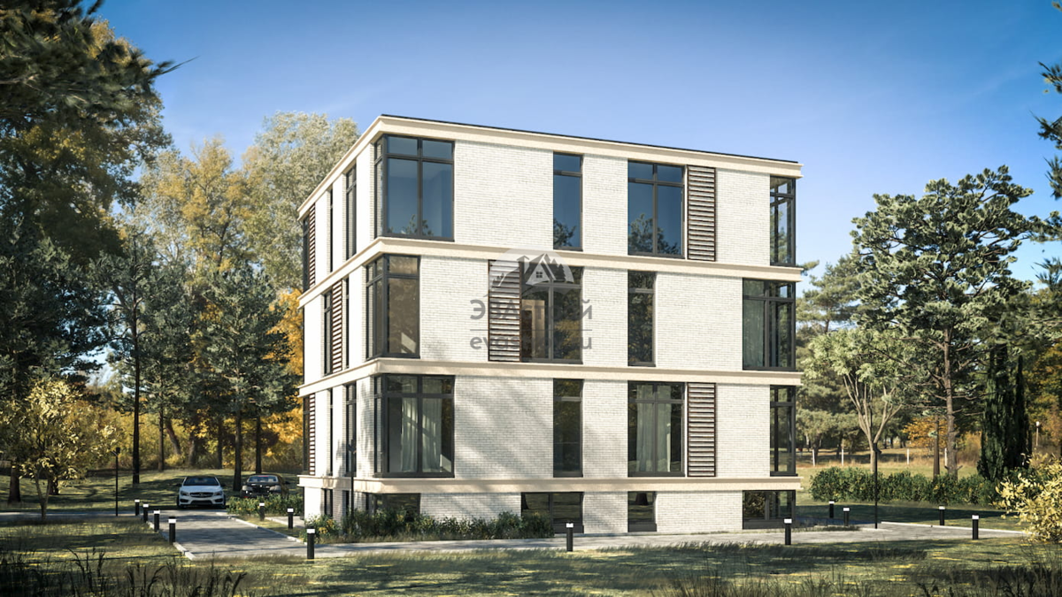 Проект четырехэтажного многоквартирного дома с цоколем - L-8