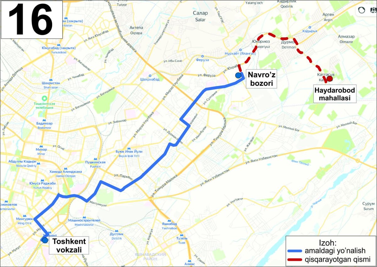 Карта общественного транспорта ташкента