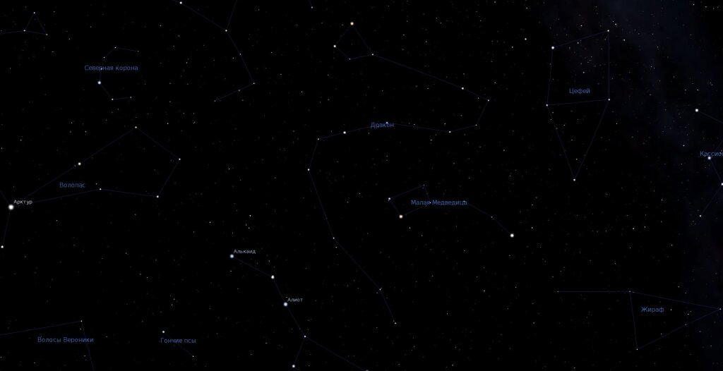 Дракон, вид в программе планетарии