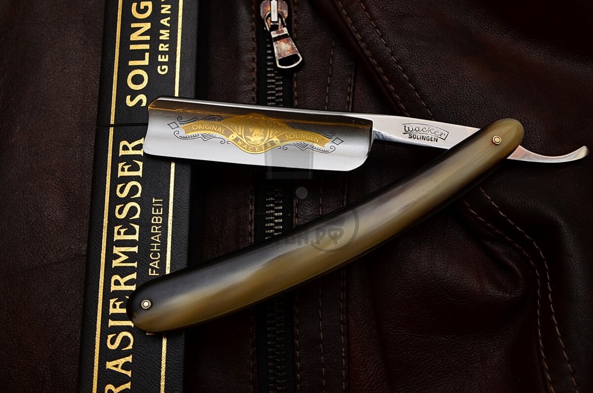 Опасная бритва Wacker Solingen, высокоуглеродистая сталь 5/8 1/1, ручка из нат. рога