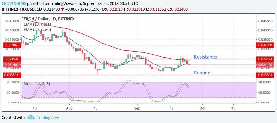 Долгосрочный тренд пары TRX/USD: медвежий