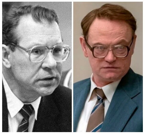 Академик Валерий Легасов в жизни и в сериале "ЧЕРНОБЫЛЬ" (где его роль исполняет старина Джаред Харрис);
