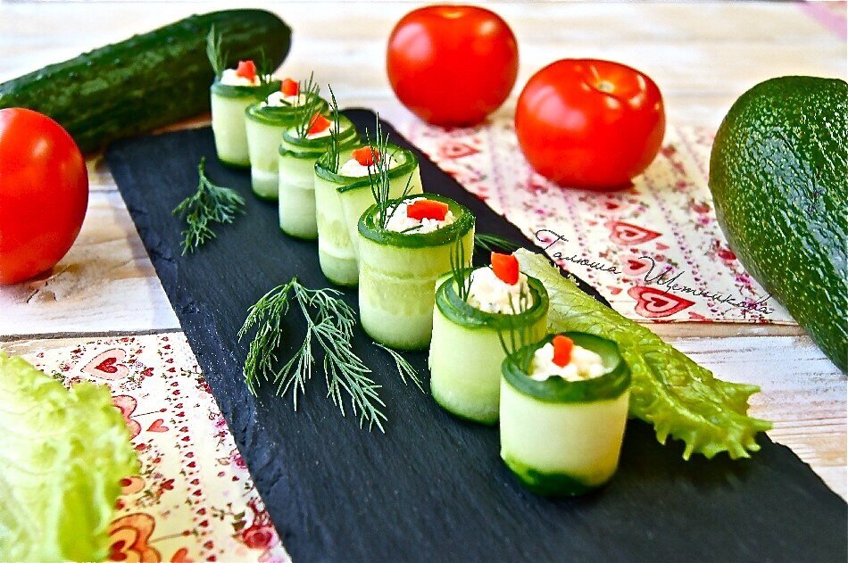 Роллы из огурца с начинкой
