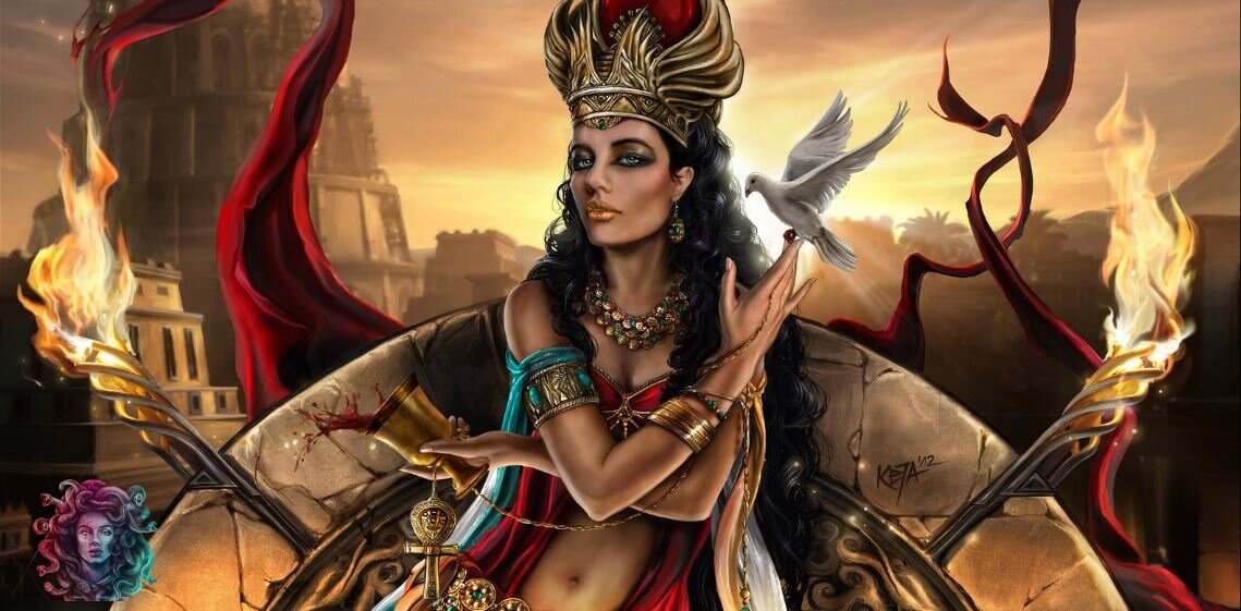 На что вы бросили первый взгляд: на вино, на лицо мифической богини или на её большие "глаза" ?