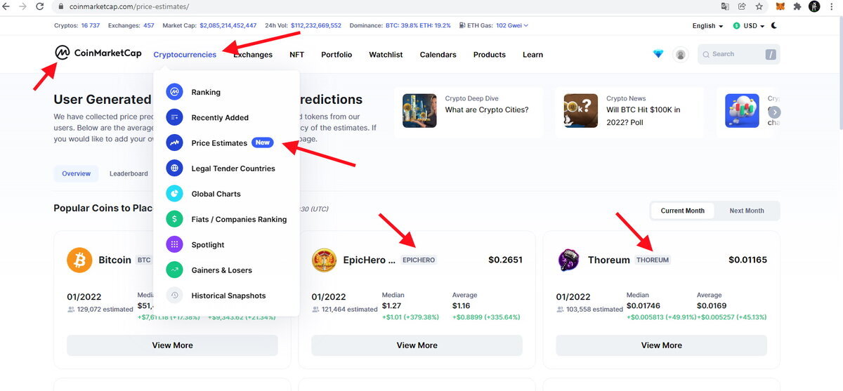 CoinmarketCap - сайт для наблюдения за крипторынком