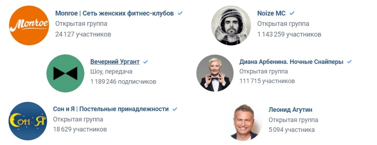 Пример аватаров сообщества