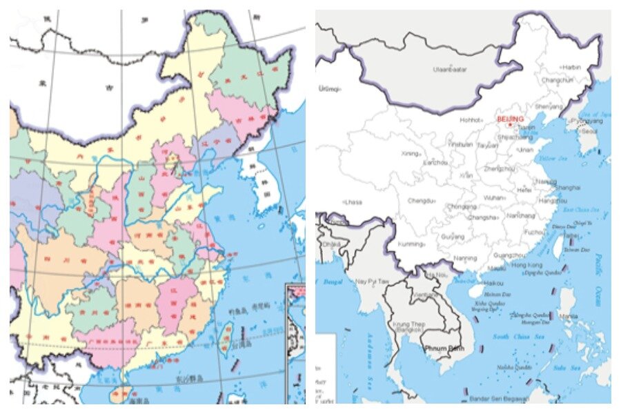 Карта китая с территориями россии