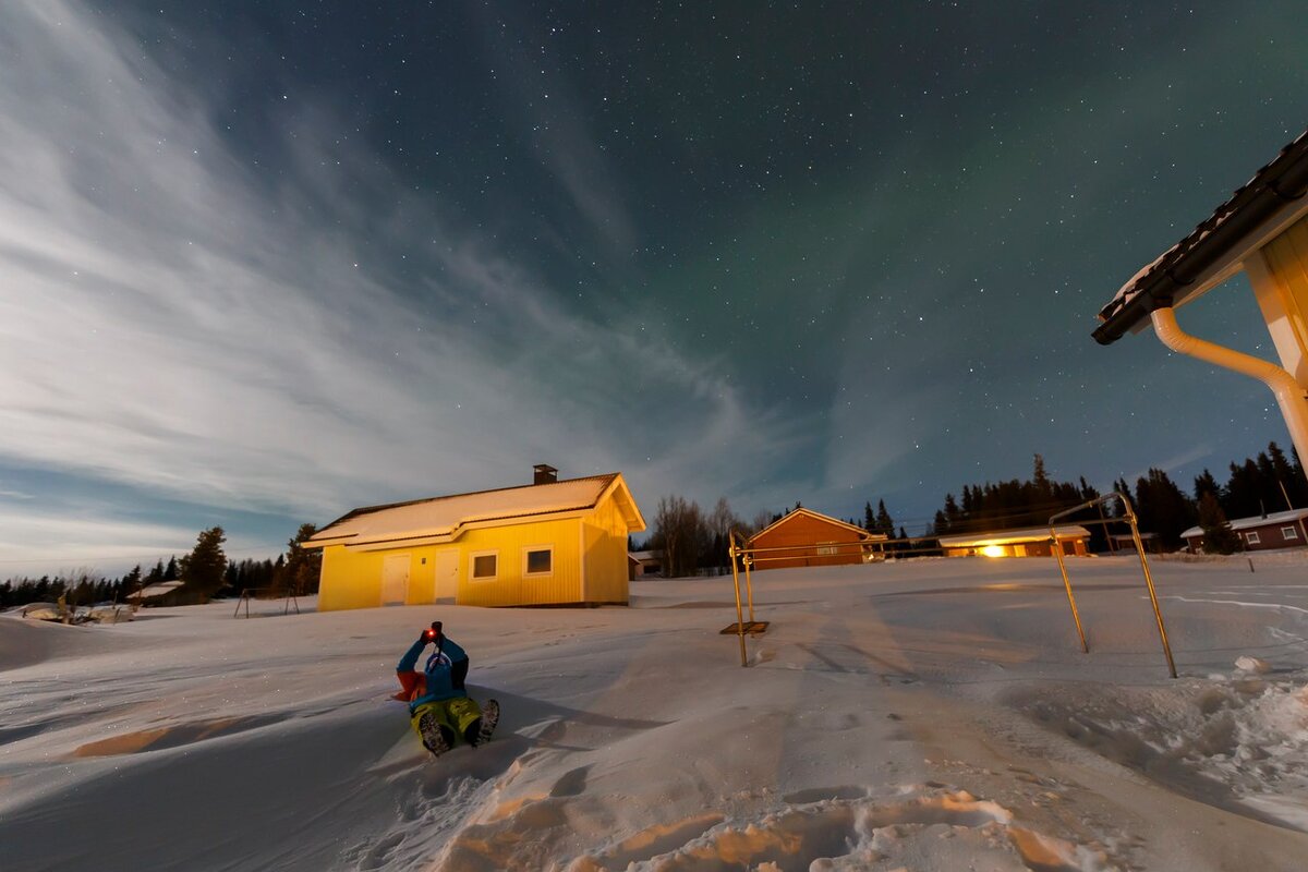 Рис 1: снимаем северное сияние в Лапландии 