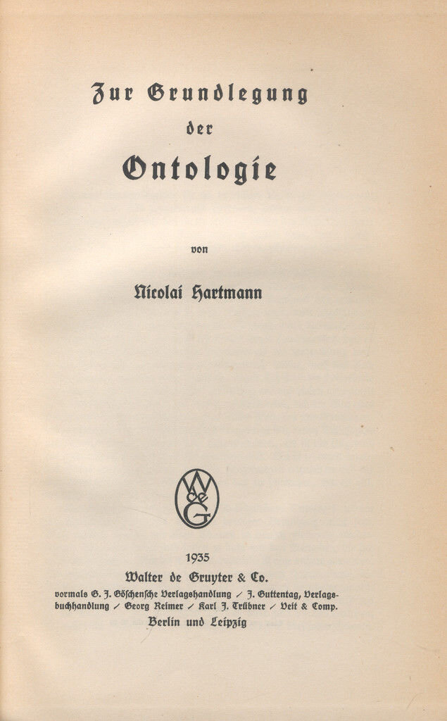 Титульный лист книги «Zur Grundlegung der Ontologie» («К основоположению онтологии»), 1935