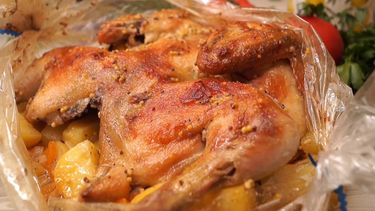Курица с грибами и овощами в рукаве - Рецепт | manikyrsha.ru