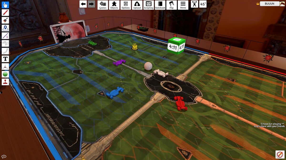 На этом скриншоте находится стадион из Rocket League, который полностью функционирует: вы управляете машинками и забиваете голы во вражеские ворота.