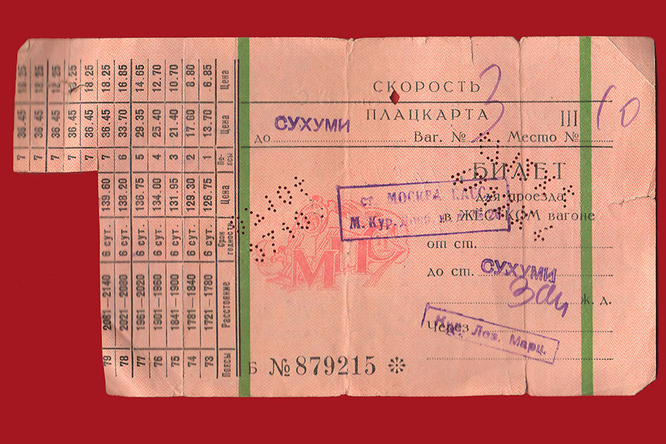 Жд за сколько дней. Билет на поезд 1975 года. Билет в плацкартный вагон. Плацкарта билет. Москва Сухуми.