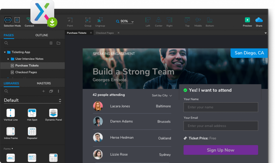 Официальный скриншот с релиза Axure 9