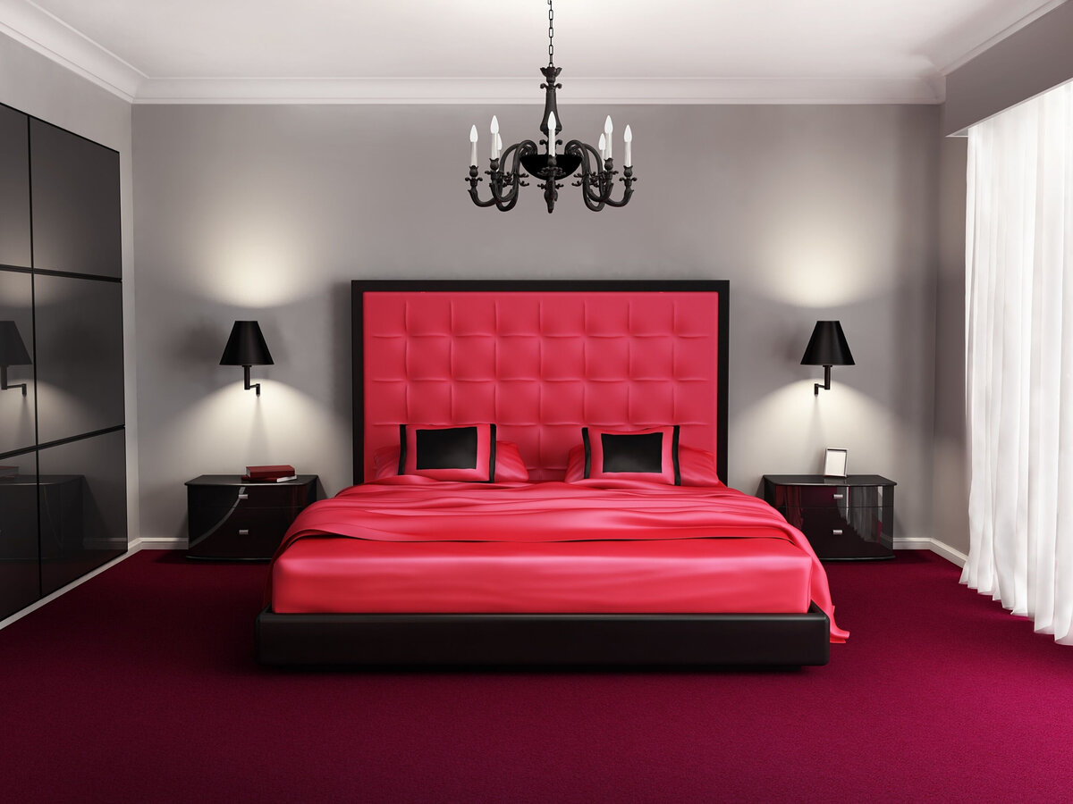 Red bed. Красная спальня. Спальня в Красном цвете. Красно черная спальня. Черно красная спальня.