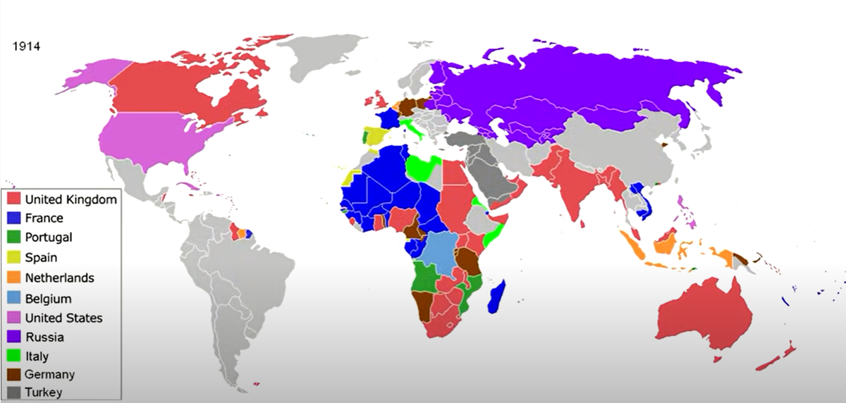 Колониальные владения европейских стран в начале 20 века