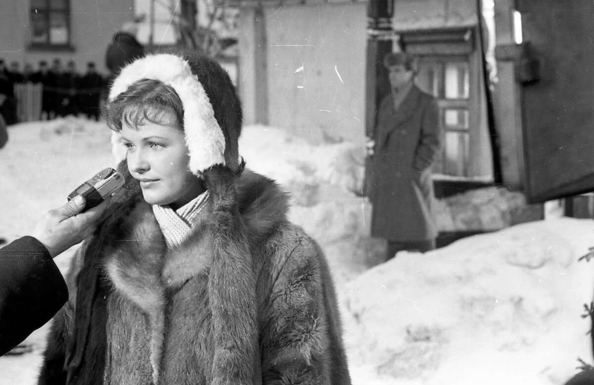 Актриса Н. Фатеева на съёмка художественного фильма "Случай на шахте Восемь", 1957 год. Фото из фондов Интинского краеведческого музея