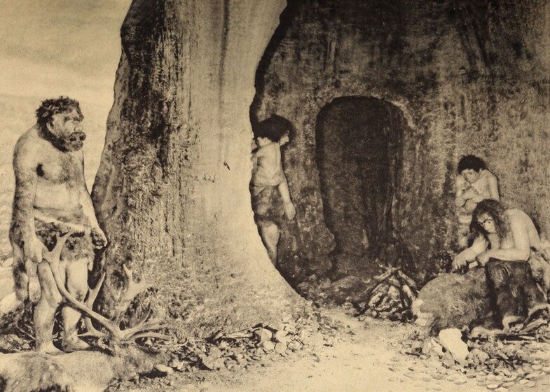 Реконструкция семейной группы неандертальца. Источник: Chicago, U.S.A.: Field Museum of Natural History / Internet Archive Book Images