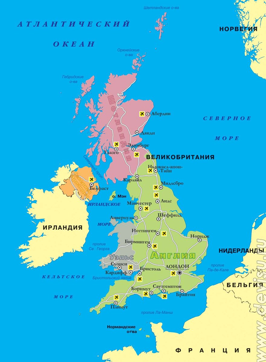 Расположение Великобритании на карте