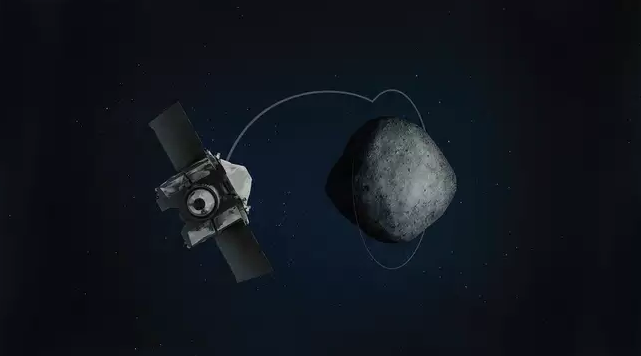 Художественная концепция выхода OSIRIS-REx на орбиту астероида Бенну. 
Хизер Ропер / Университет Аризоны - источник https://www.popsci.com/OSIRIS-REx-bennu-asteroid-orbit