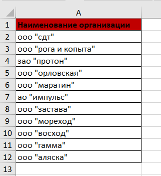 Текст в Excel с заглавной буквы