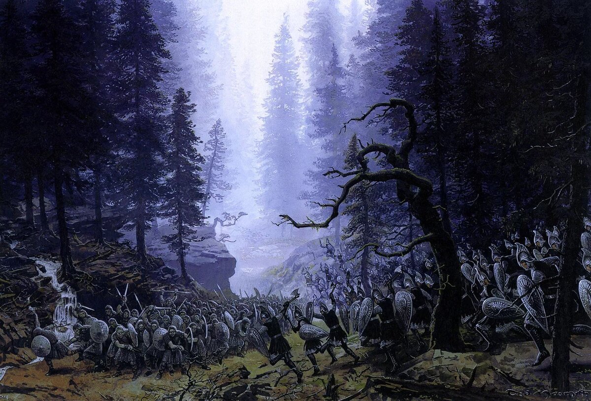 The Orc-Host is Ambushed in Brethil by Ted Nasmith.