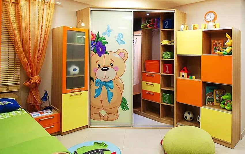 Планировка шкафа купе в детскую комнату