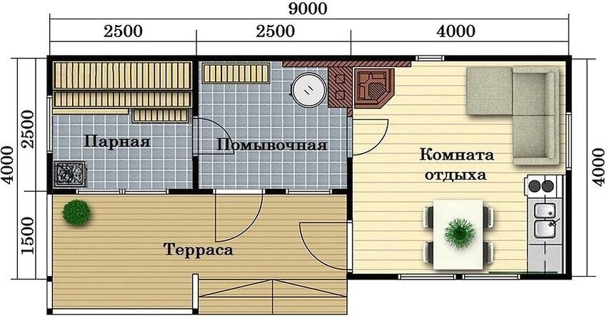 Недорогая каркасная баня 3х4, скачать бесплатно проект и смету