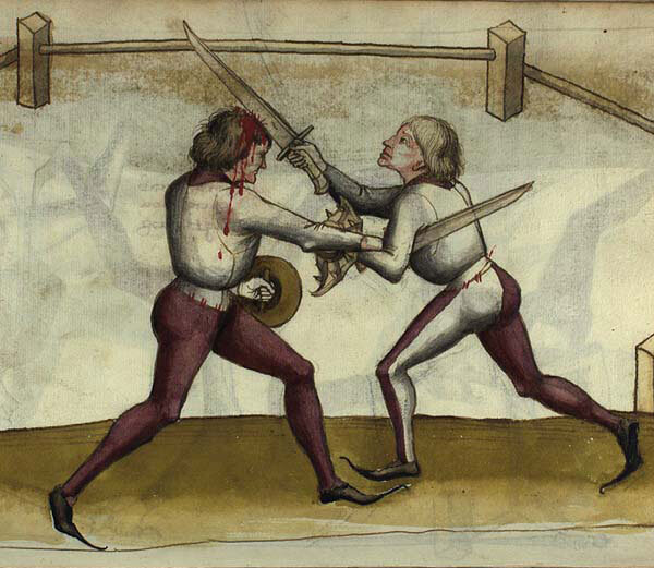 Гравюра из руководства по фехтованию Ганса Тальхоффера, середина XV в.