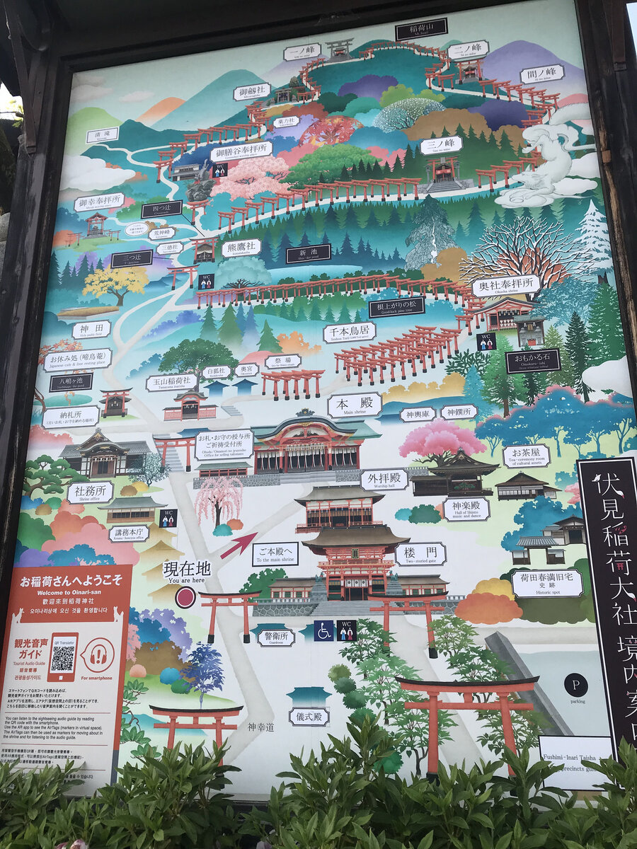 Карта парка Фусими Инари с 10000 красных арок
