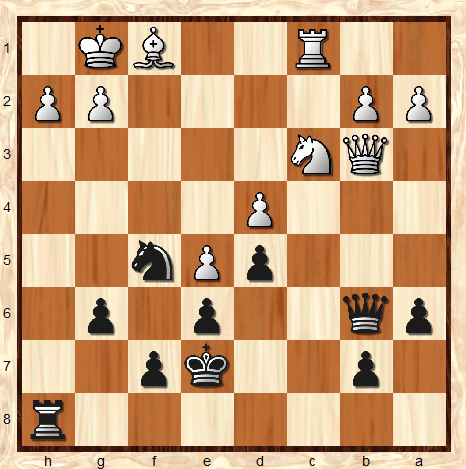 Решение: 1...Qxd4+ 2.Kh1 Ng3#