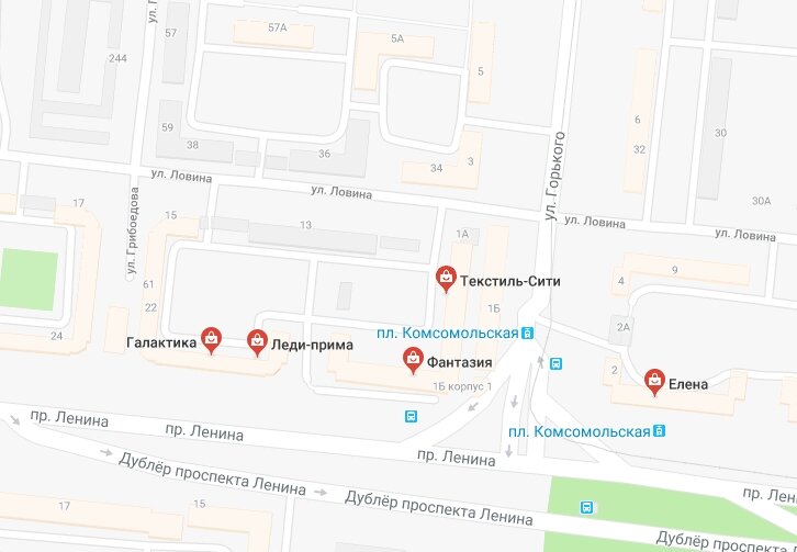 Плотное соседство магазинов тканей указывает на прибыльность данного направления торговли.
