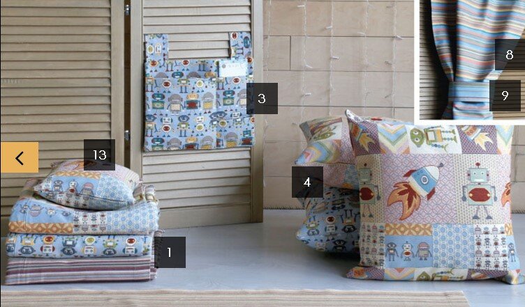  На фото: Коллекция детского текстиля и декора «Роботы»