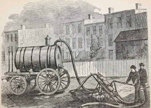 Вакуумный насос для сбора "ночных удобрений" (так их именовали в Англии). Из журнала "The Practical Magazine", Лондон, 1874 год