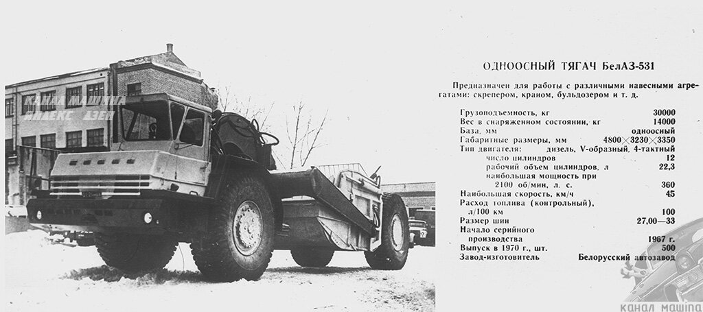 Страничка из справочника 1966 года про БелАЗ-531