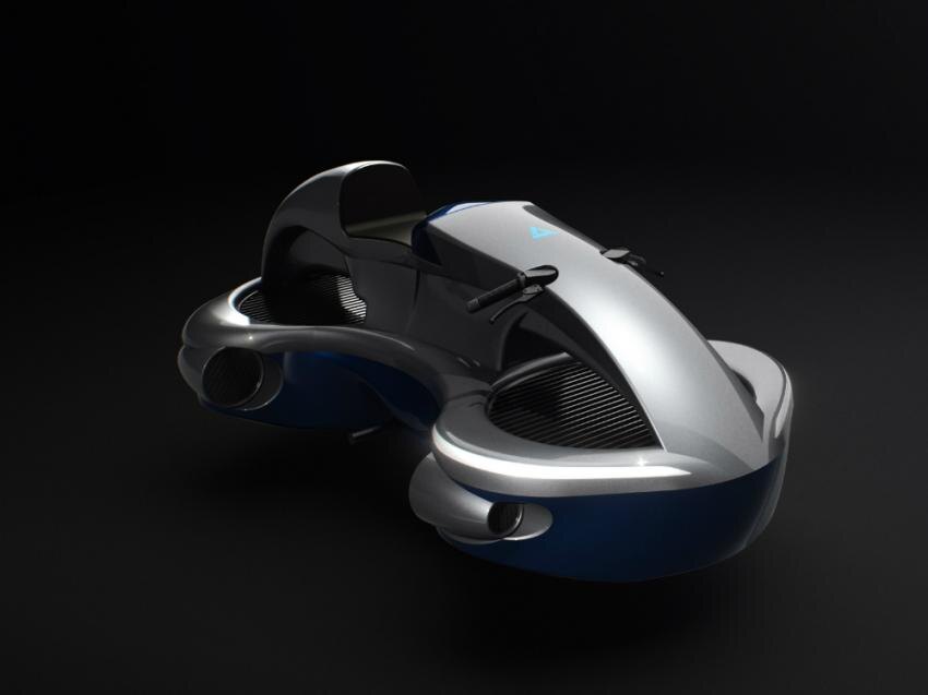 Визуализированное изображение серийной модели "летающего мотоцикла", разработанной компанией A. L. I. Technologies  Фото: A. L. I. Technologies