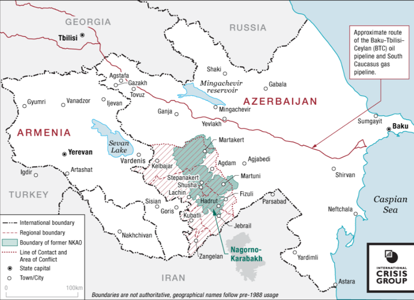 Карта азербайджана и армении границы