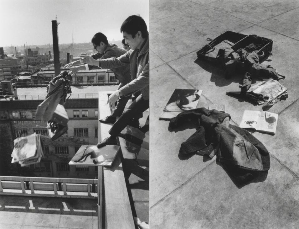 Minoru Hirata 
Hi Red Center’s Dropping Event at Ikenobo Hall, Tokyo, October 10, 1964