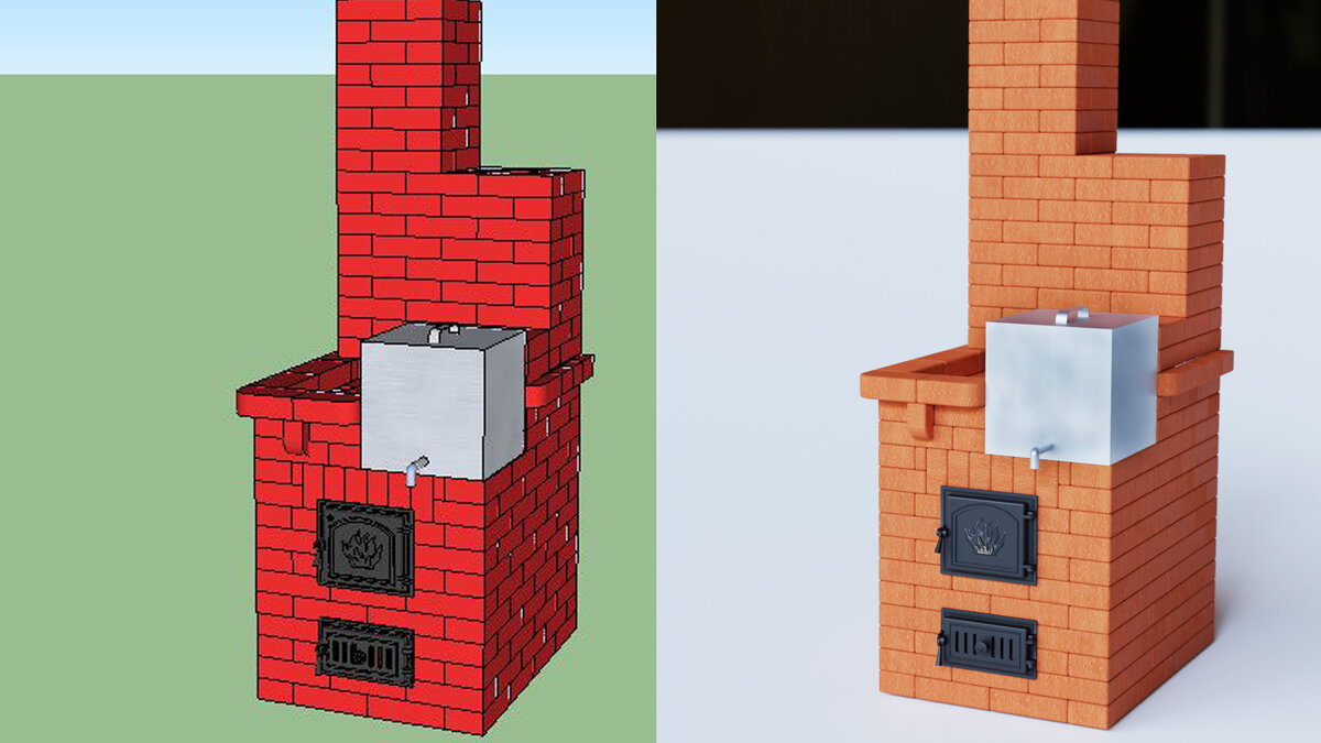 Банная печь из кирпича с баком. Бюджетный вариант | Всё о печах и кирпичах  | Дзен