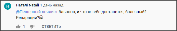 Скриншот 1.  Комментарий Youtube