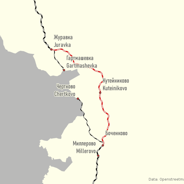 Карта линии Журавка-Миллерово