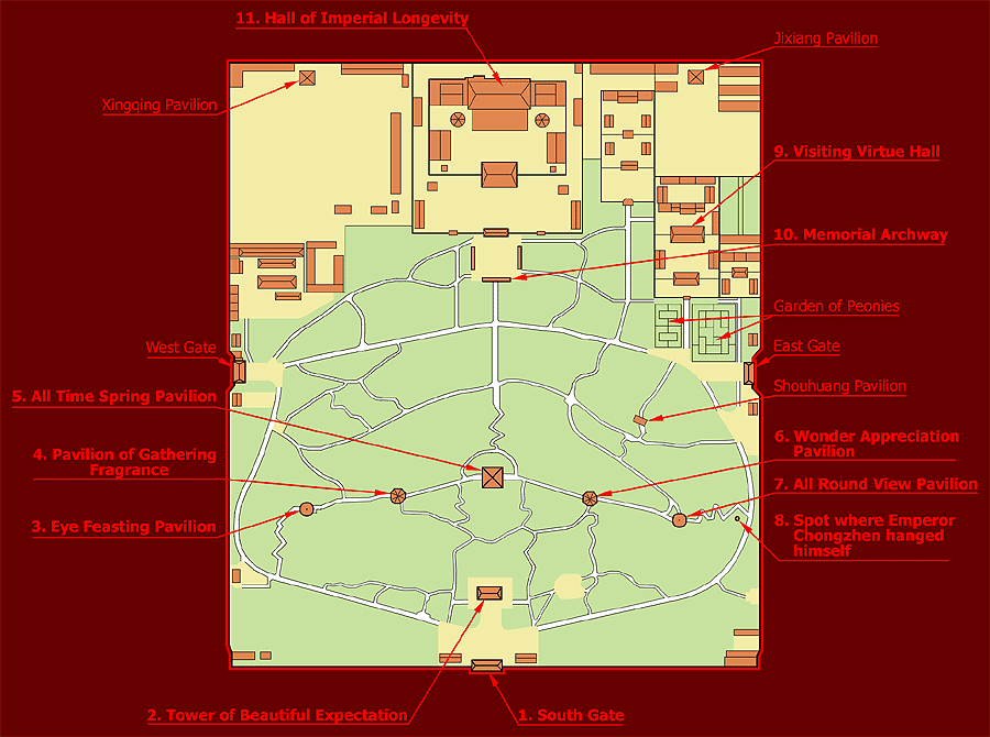 Карта парка с сайта http://beijing.roadplanner.ru/jing/mapinter.html

