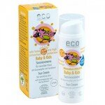 Крем ECO Cosmetics Baby & Kids Sun Cream с экстрактами граната и облепихи.  Крем отличается нежной, легко впитывающейся текстурой, обладает не  только увлажняющим, но и питательным действием, отлично снимает  покраснение и стянутость кожи. Обладает приятным ароматом.