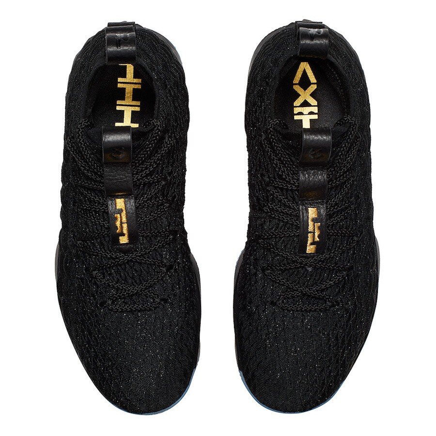 Black and clearance gold lebron 15s