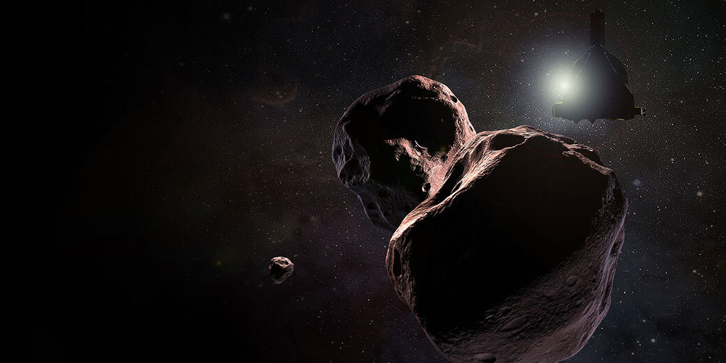 Представление художника об объекте пояса Койпера 2014 MU69, к которому 1 января 2019 года должен приблизиться аппарат "Новые Горизонты". Источник: NASA/JHUAPL/SwRI